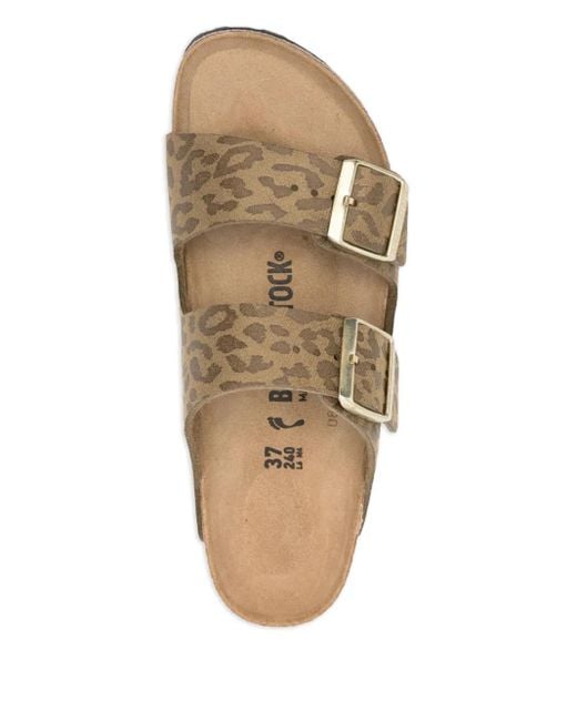 Birkenstock Brown Arizona Leopard-Print Double-Buckle Sandals