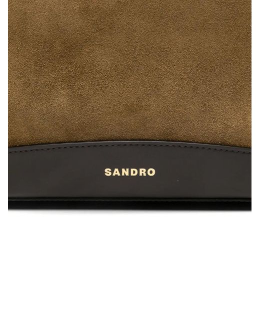 Sandro Brown Suede And Leather Bucket Bag