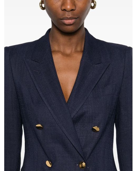 Tagliatore Blue Tailored Double-Breasted Blazer With-Tone Accents
