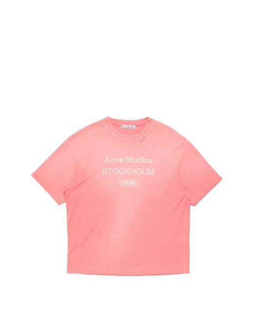Acne Pink T-Shirt À Logo Imprimé