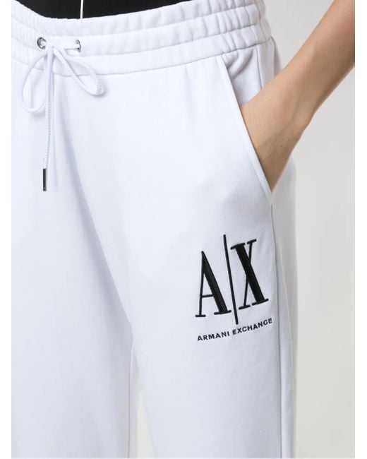 ARMANI EXCHANGE White Logo Track Pants