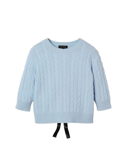 Marc Jacobs Blue Pull Dos Nu En Maille Côtelée À Détail De Nœud
