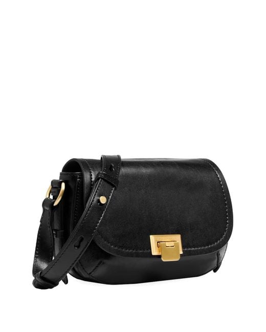 The Bridge Black Federica Leather Flap-Top Cross Body Bag
