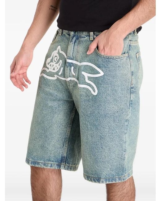 ICECREAM Blue Running Dog Denim Shorts for men