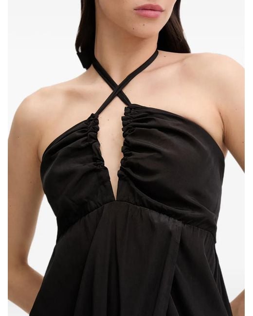 Liu Jo Black Robe Longue Dos Nu À Détail Froncé