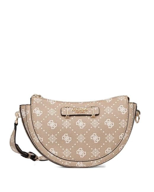 Guess Natural Monogram Pattern Cross Body Bag