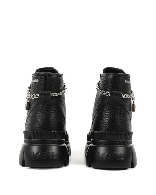 Karl Lagerfeld Black Chain-Embellished Boots