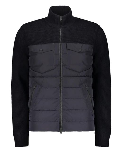 メンズ Herno パデッドパネル ニットジャケット Black