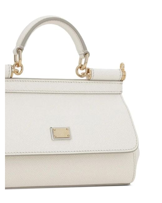 Dolce & Gabbana White Sicily Leather Tote Bag
