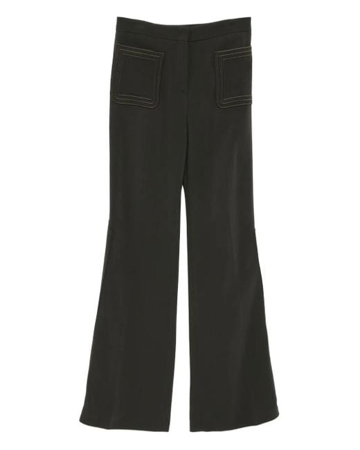 Elie Saab Black Embroidered Cady Pants