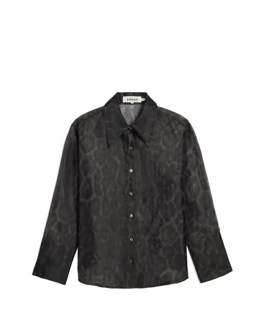 Apparis Black Tyra Leopard-Print Shirt