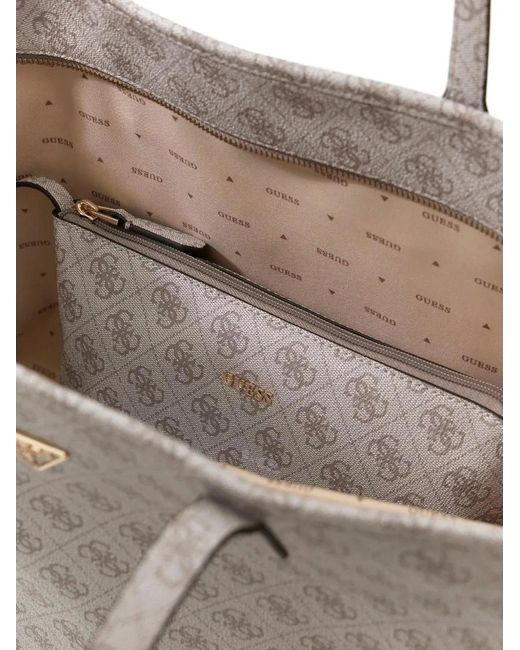 Guess Gray Power Play Monogram Shoulder Bag