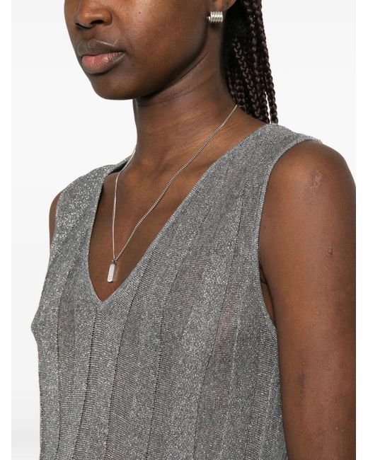 Neera Gray V-Neck Pleated Dress