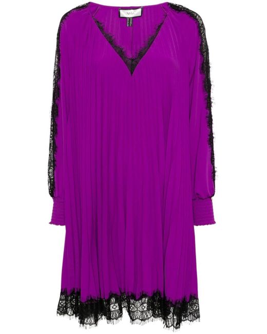 Nissa レーストリム ドレス Purple