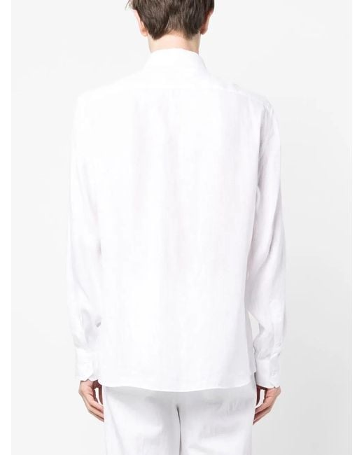 Brunello Cucinelli White Long-Sleeve Button-Up Shirt for men