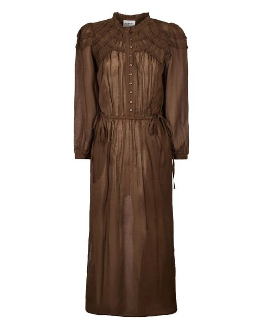 Abito Lungo Con Ruches di Isabel Marant in Brown