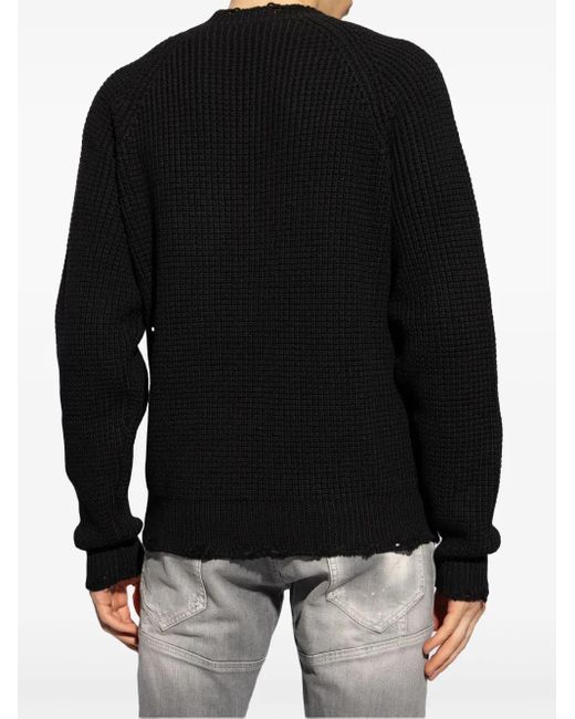 Pull En Maille Gaufrée À Patch Logo DSquared² pour homme en coloris Black