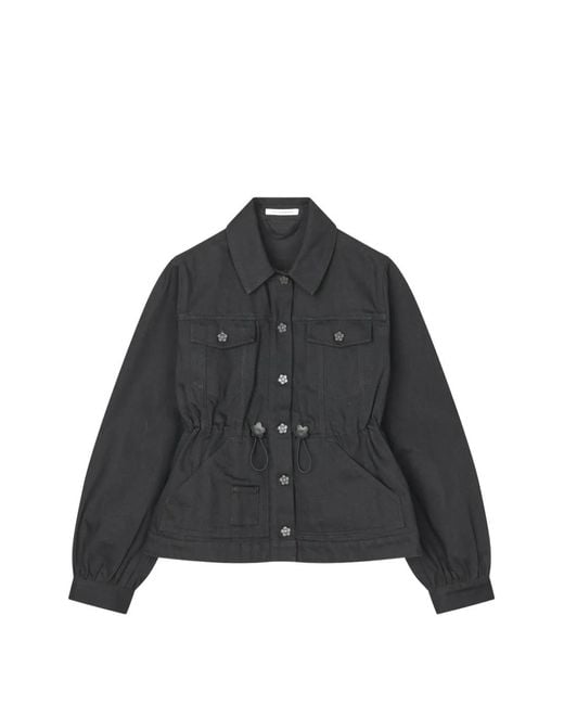 CECILIE BAHNSEN Black Candida Drawstring-Waist Denim Jacket