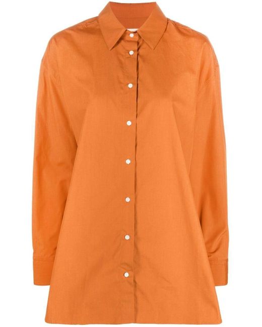 Loulou Studio Cotton Oversized Button-up Shirt in Orange | Lyst