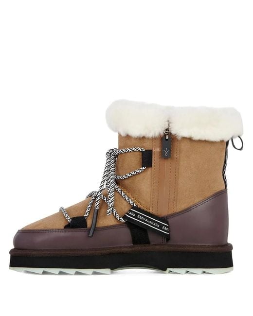 EMU Brown Blurred Lace-Up Shearling Boots