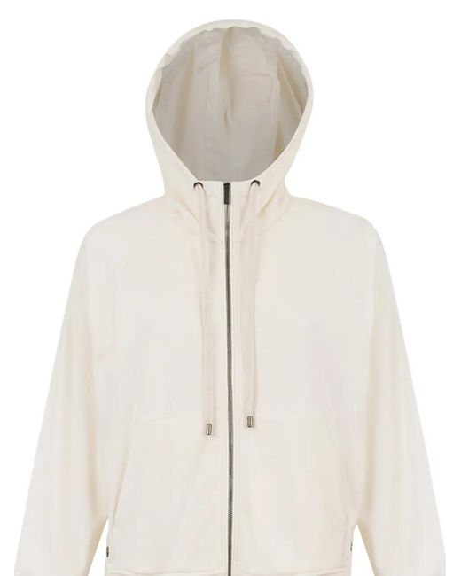 Peserico White Zipped Hoodie