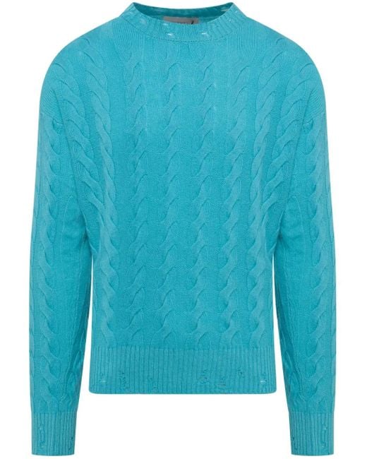 Laneus Blue Cable-Knit Jumper for men