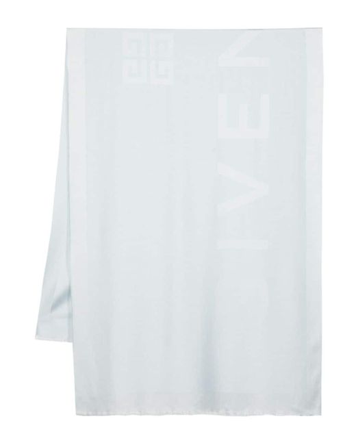 Givenchy White Logo-jacquard Silk-blend Scarf
