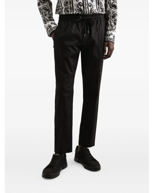 Dolce & Gabbana Black Pressed-Crease Trousers for men