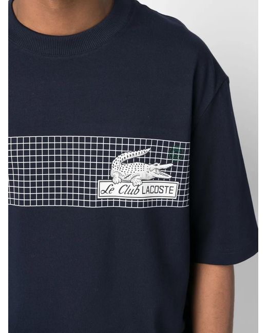 Lacoste Blue Loose Fit Tennis Print T-shirt Navy for men
