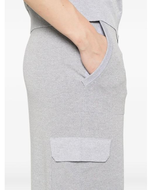 Peserico White Jupe Mi-Longue Effet Métallisé À Poches Cargo