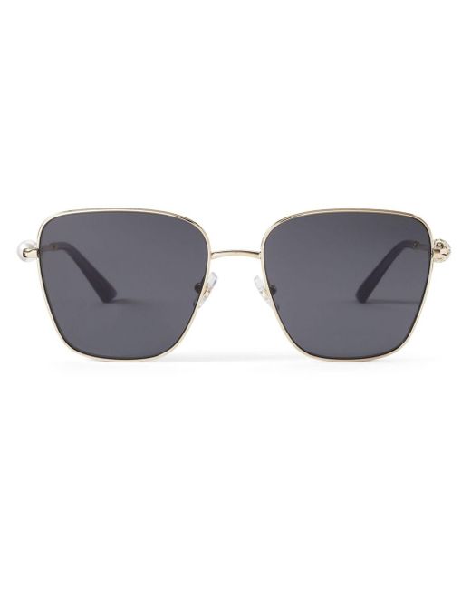 Jimmy Choo Gray Crystal-embellished Square-frame Sunglasses