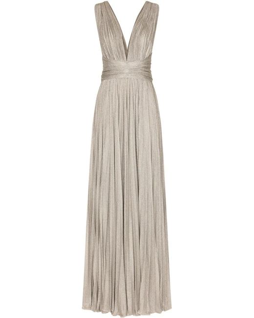 Dolce & Gabbana White Lamé-Effect Maxi Dress