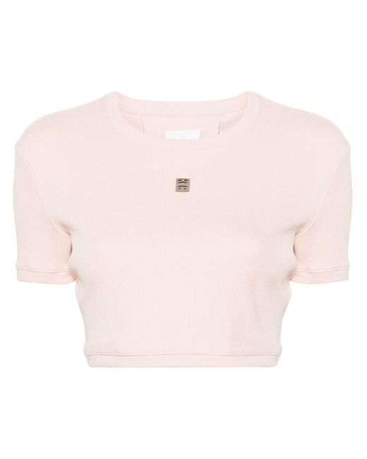 Givenchy Pink Cropped-Top mit Logo-Schild