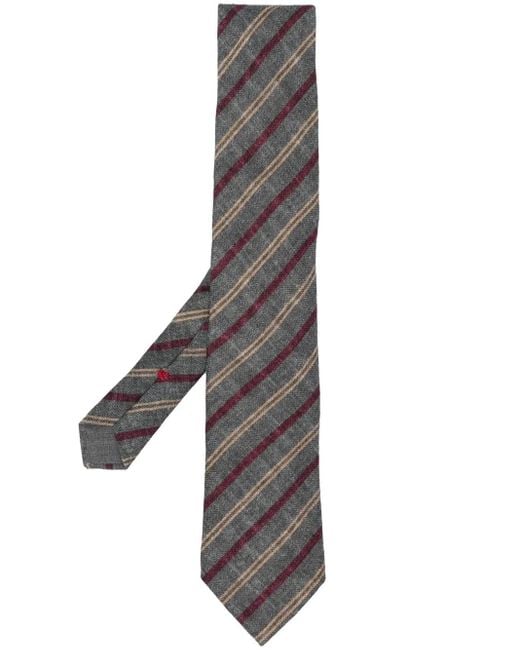 メンズ Brunello Cucinelli ストライプ ネクタイ Gray