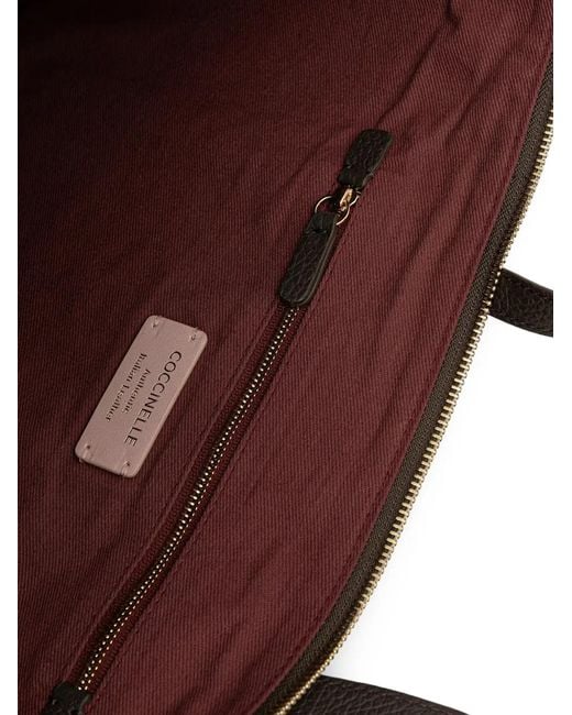 Coccinelle Brown Nory Grained-Leather Tote Bag