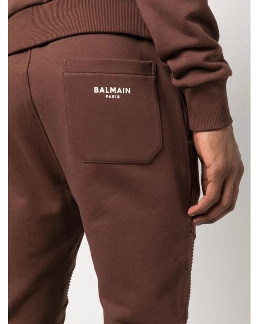 Balmain Brown Logo-Print Track Pants for men