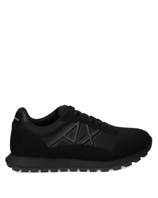 ARMANI EXCHANGE Black Logo-Detail Mesh Trainers for men
