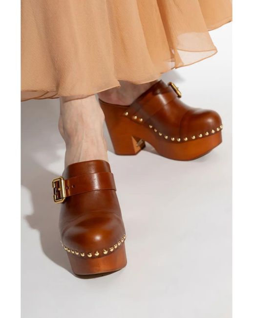 Chloé Brown Jeannette Wedge Clog