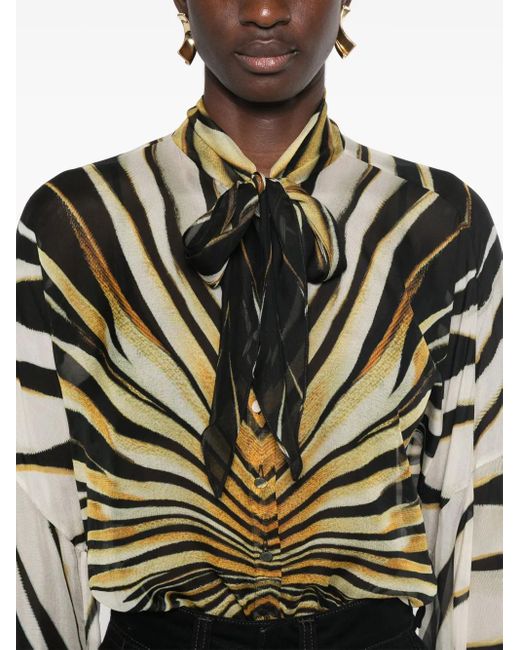 Roberto Cavalli Black Abstract-Print Shirt