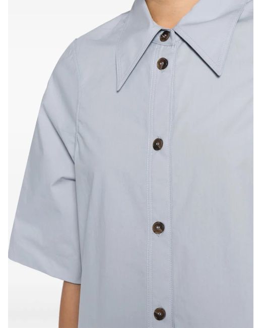Low Classic Blue Pointed-Collar Cotton Shirt