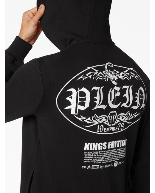 Philipp Plein Black Scorpion Zip-Up Hoodie for men