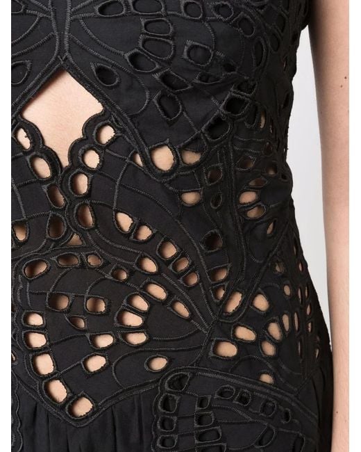 Alberta Ferretti Black Lace Style Cut Out Dress