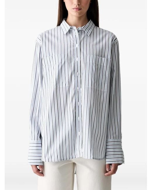Barbour Blue Fawley Striped Relaxed Long-Sleeved Shirt
