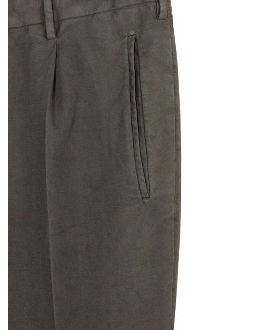 Incotex Gray Pleated Twill Trousers for men