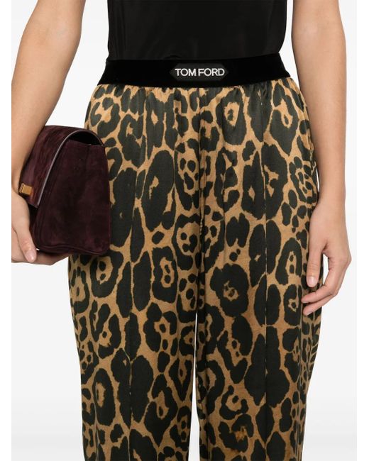 Tom Ford Natural Stretch Silk Trouser With Animalier Print