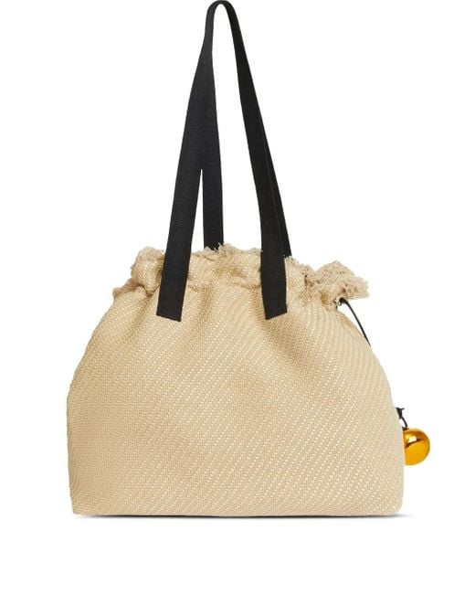 Rodebjer Natural Quinn Fringed Straw Tote Bag