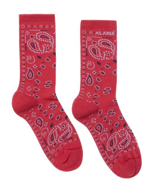 Alanui Red Bandana-Intarsia Socks
