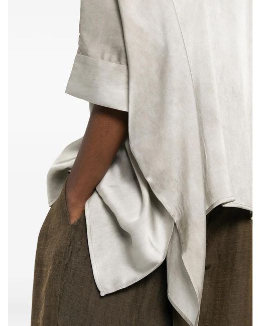 Uma Wang White Button Short Sleeve Top