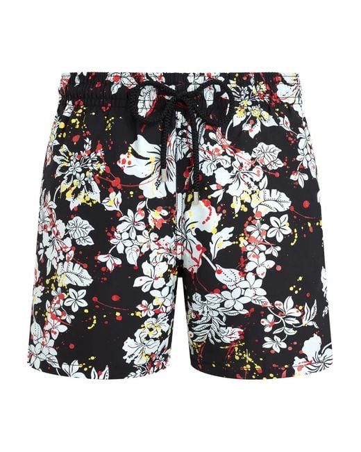 Vilebrequin Black X Palm Angels Flower Splash Swim Shorts for men