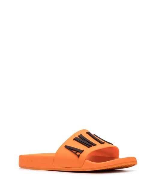 Amiri Orange Logo-Embossed Slides for men